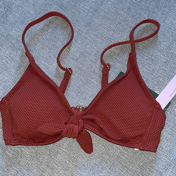 Wild Fable Tie-Front Pique Textured Bralette Bikini Top - Picture 6 of 7